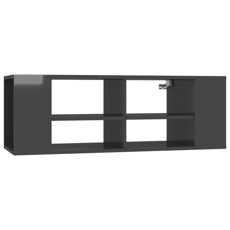 Tv-wandmeubel 102x35x35 cm spaanplaat hoogglans grijs MeubelReus