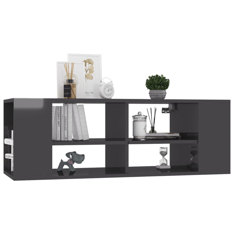 Tv-wandmeubel 102x35x35 cm spaanplaat hoogglans grijs MeubelReus