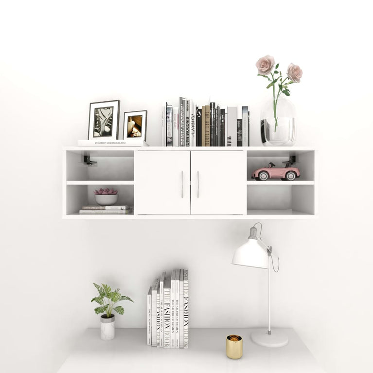 Wandschap 102x30x29 cm spaanplaat wit