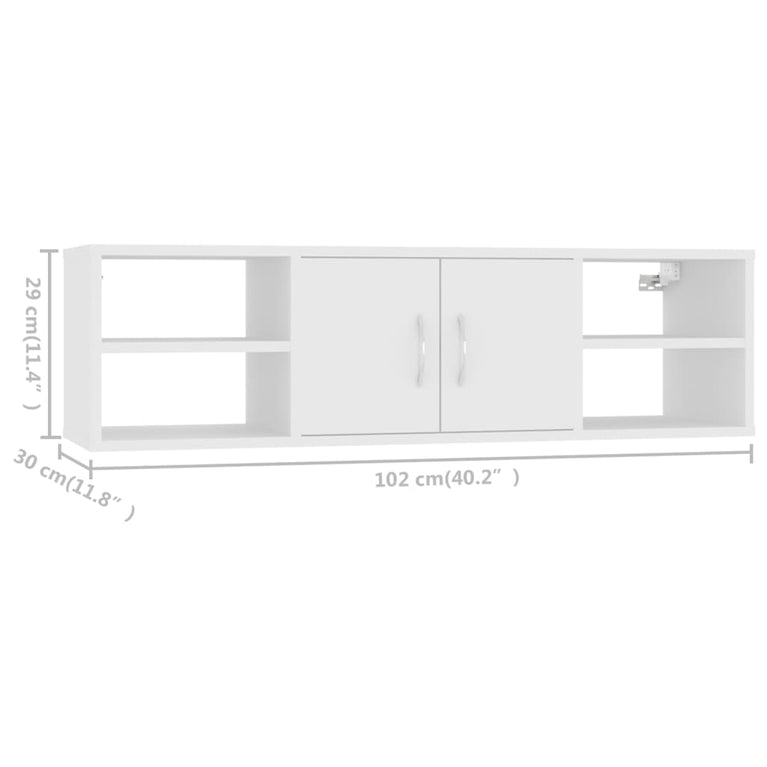 Wandschap 102x30x29 cm spaanplaat wit