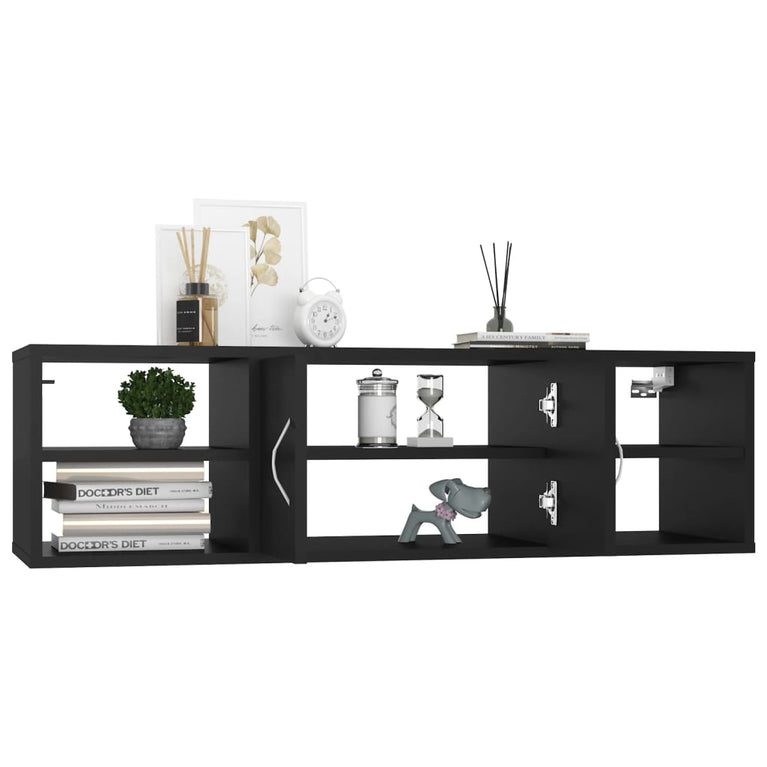 Wandschap 102x30x29 cm spaanplaat zwart