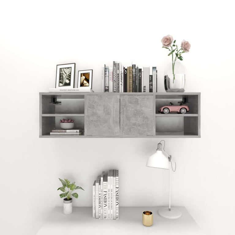 Wandschap 102x30x29 cm spaanplaat betongrijs MeubelReus