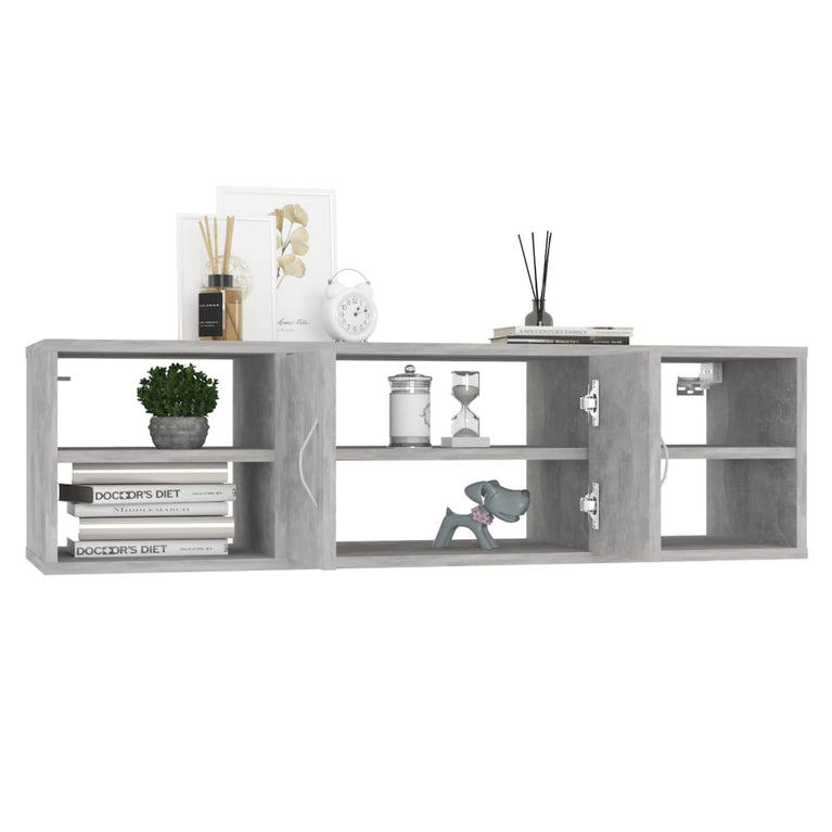 Wandschap 102x30x29 cm spaanplaat betongrijs MeubelReus