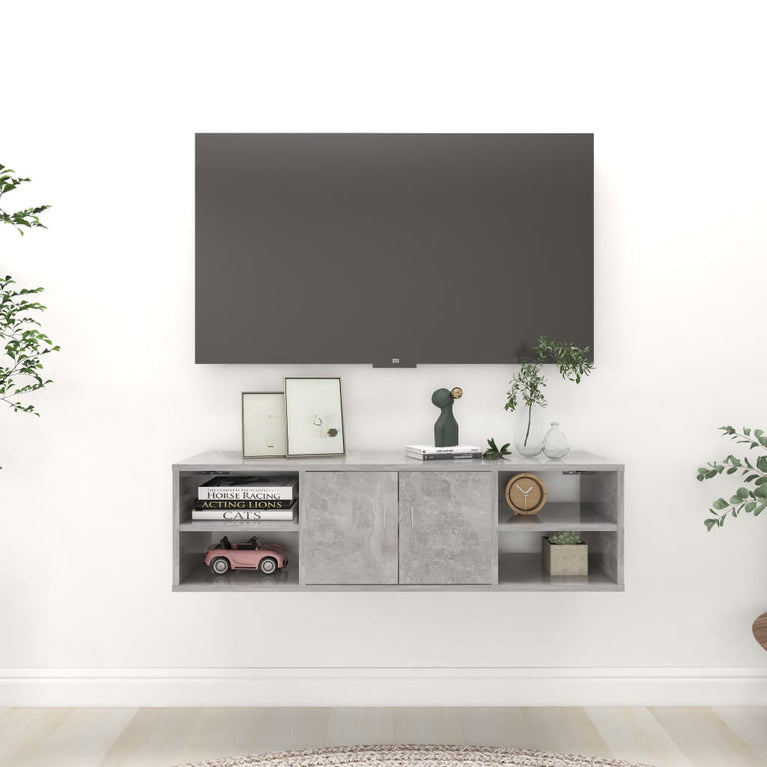 Wandschap 102x30x29 cm spaanplaat betongrijs MeubelReus
