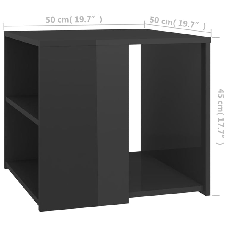 Bijzettafel 50x50x45 cm spaanplaat hoogglans grijs MeubelReus