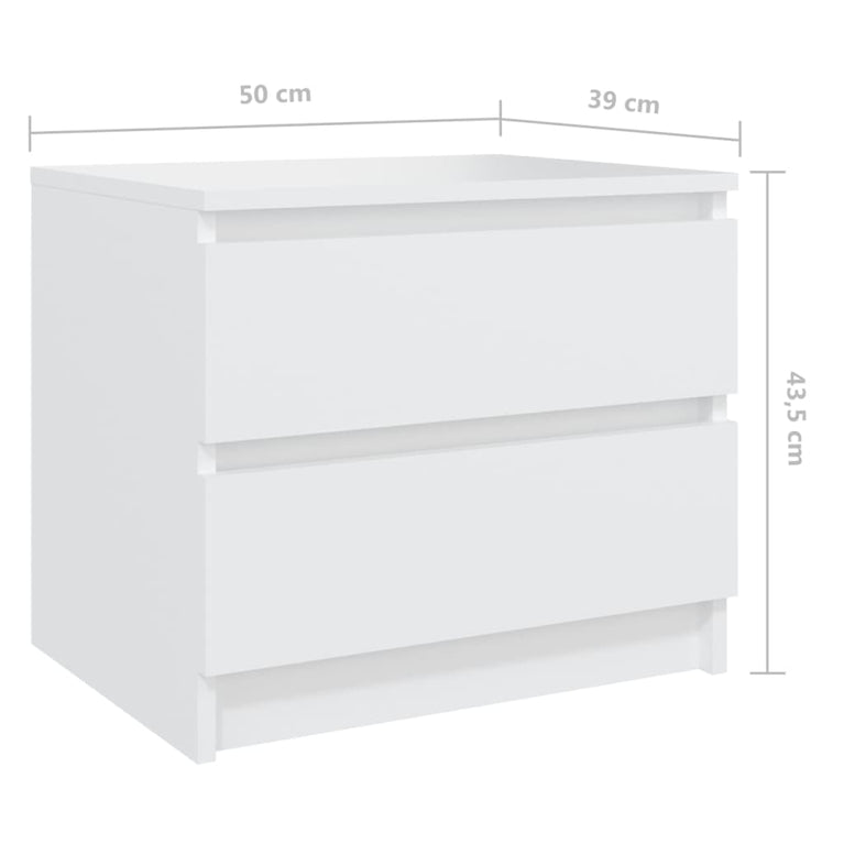 Nachtkastjes 2 st 50x39x43,5 cm spaanplaat wit MeubelReus