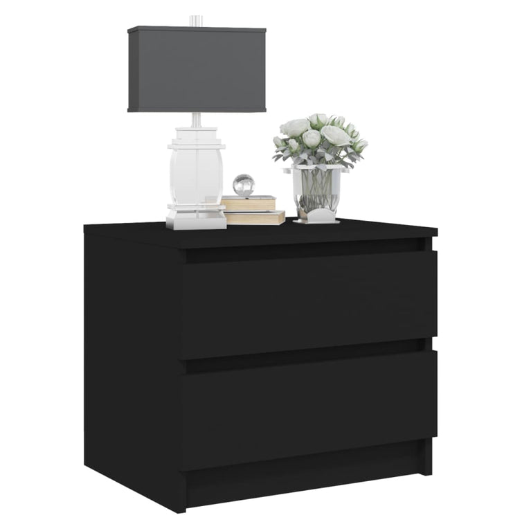 Nachtkastjes 2 st 50x39x43,5 cm spaanplaat zwart MeubelReus