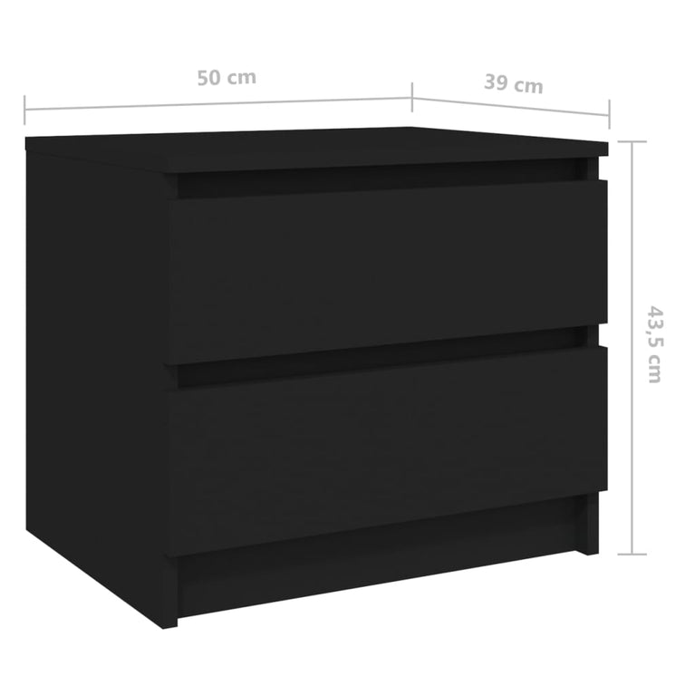 Nachtkastjes 2 st 50x39x43,5 cm spaanplaat zwart MeubelReus