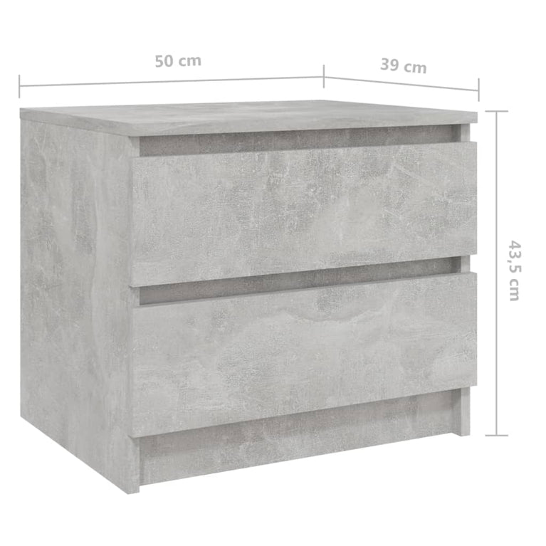 Nachtkastjes 2 st 50x39x43,5 cm spaanplaat betongrijs MeubelReus