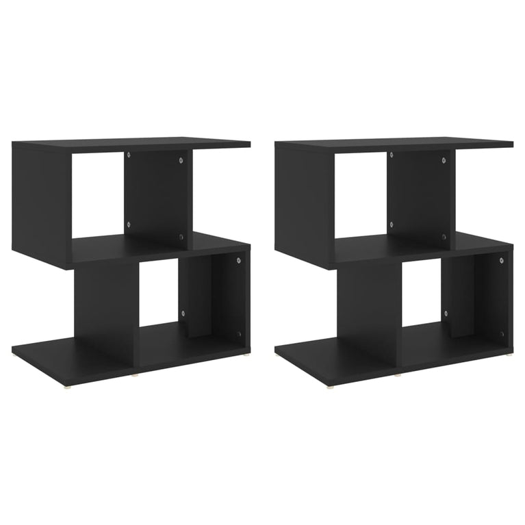 Nachtkastjes 2 st 50x30x51,5 cm spaanplaat zwart