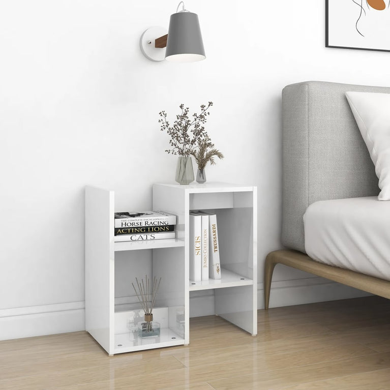 Nachtkastjes 2 st 50x30x51,5 cm spaanplaat hoogglans wit