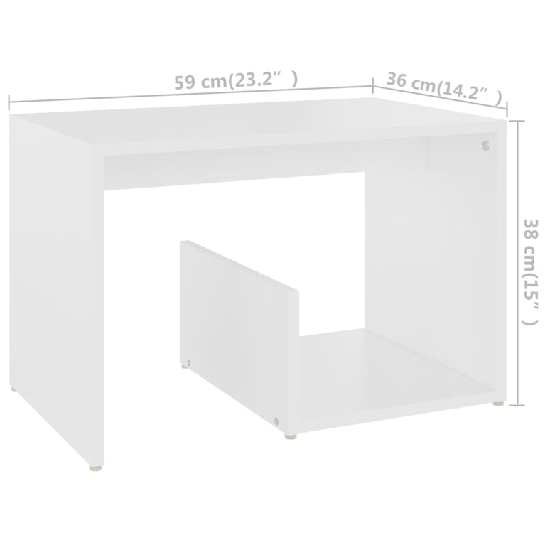 Bijzettafel 59x36x38 cm spaanplaat wit