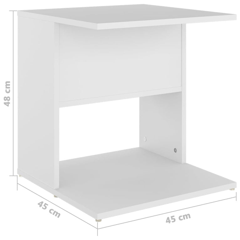 Bijzettafel 45x45x48 cm bewerkt hout wit MeubelReus