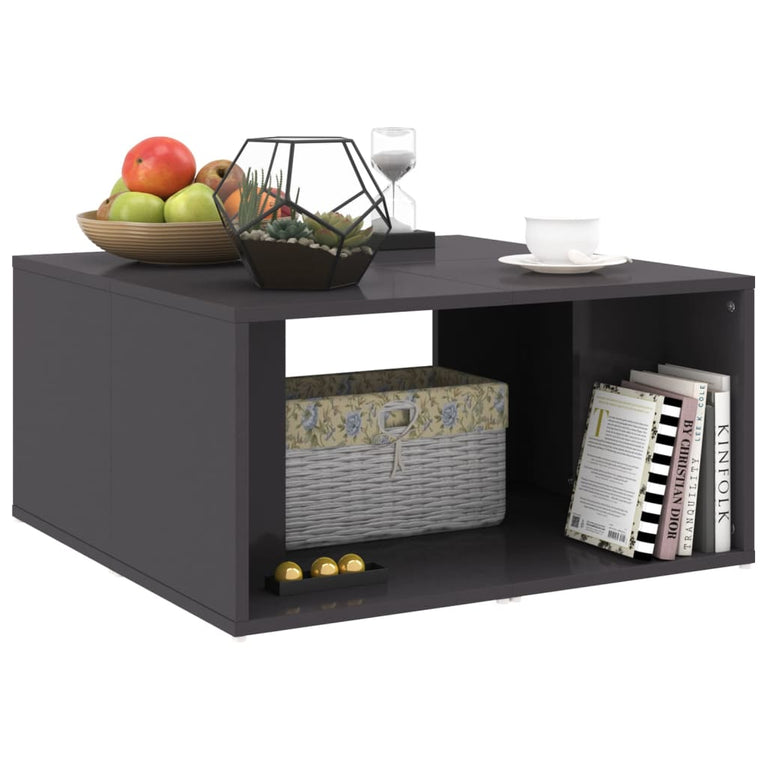 Salontafels 4 st 33x33x33 cm spaanplaat hoogglans grijs MeubelReus