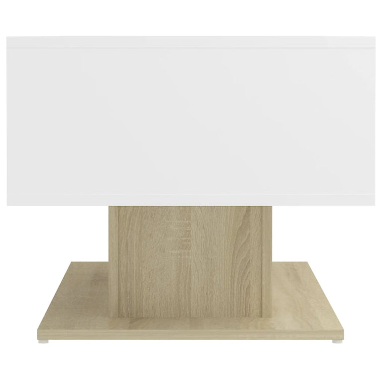 Salontafel 103,5x50x44,5 cm spaanplaat wit en sonoma eikenkleurig MeubelReus