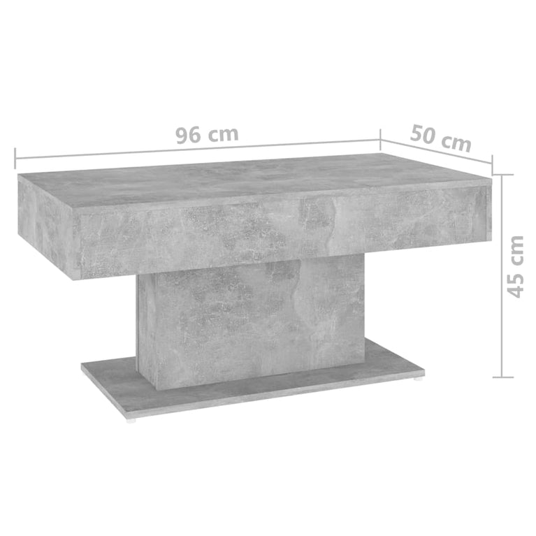 Salontafel 96x50x45 cm spaanplaat betongrijs