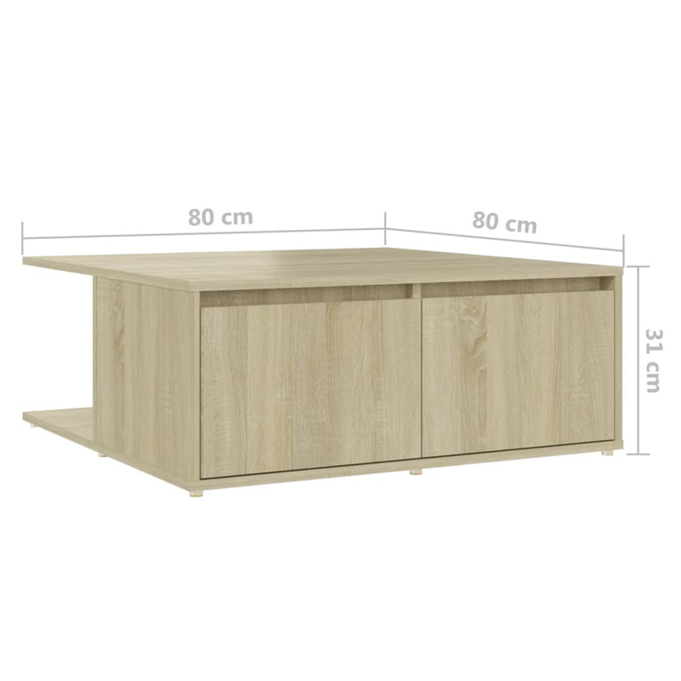 Salontafel 80x80x31 cm spaanplaat sonoma eikenkleurig MeubelReus