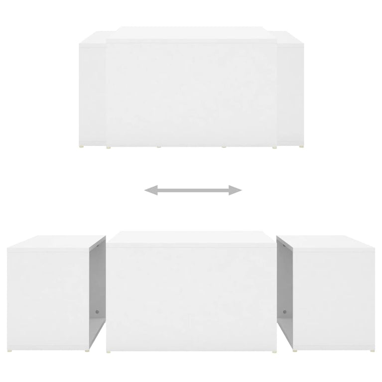 3-delige Salontafelset 60x60x38 cm bewerkt hout wit MeubelReus