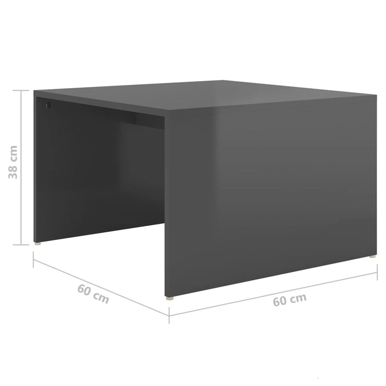 3-delige Salontafelset 60x60x38 cm hoogglans grijs MeubelReus