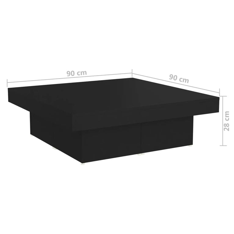 Salontafel 90x90x28 cm spaanplaat zwart