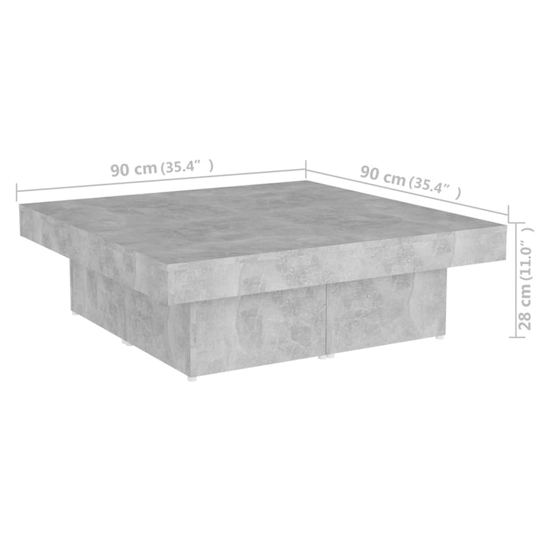 Salontafel 90x90x28 cm spaanplaat betongrijs MeubelReus