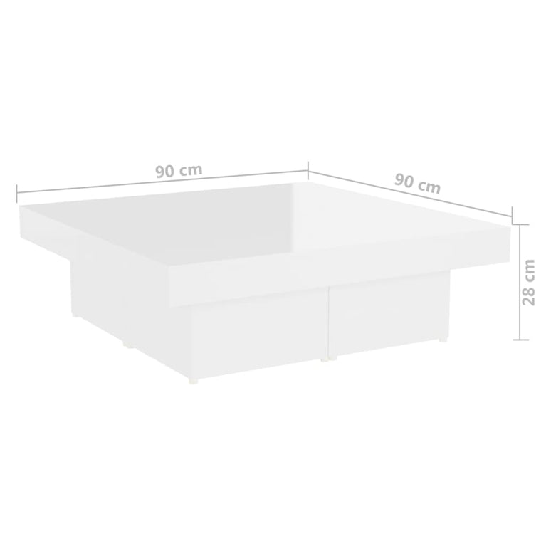Salontafel 90x90x28 cm spaanplaat hoogglans wit MeubelReus