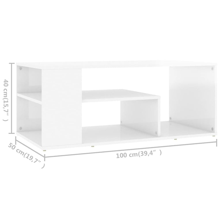 Salontafel 100x50x40 cm spaanplaat hoogglans wit MeubelReus