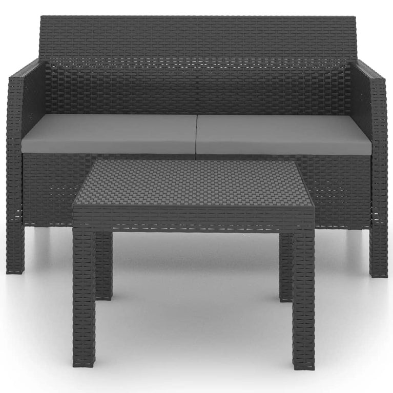 2-delige Loungeset met kussens PP rattan antracietkleurig MeubelReus