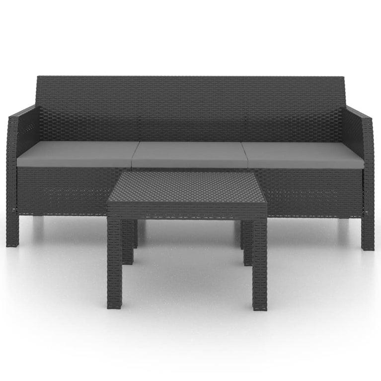 2-delige Loungeset met kussens PP rattan antracietkleurig MeubelReus