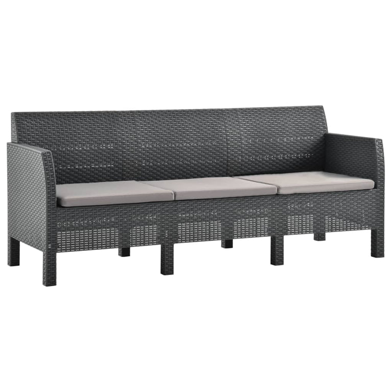 2-delige Loungeset met kussens PP rattan antracietkleurig MeubelReus