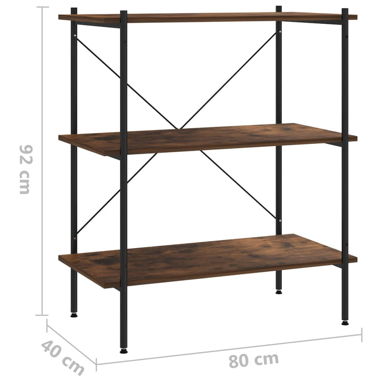 Opbergrek 3-laags 80x40x92 cm zwart en donkerhoutkleurig
