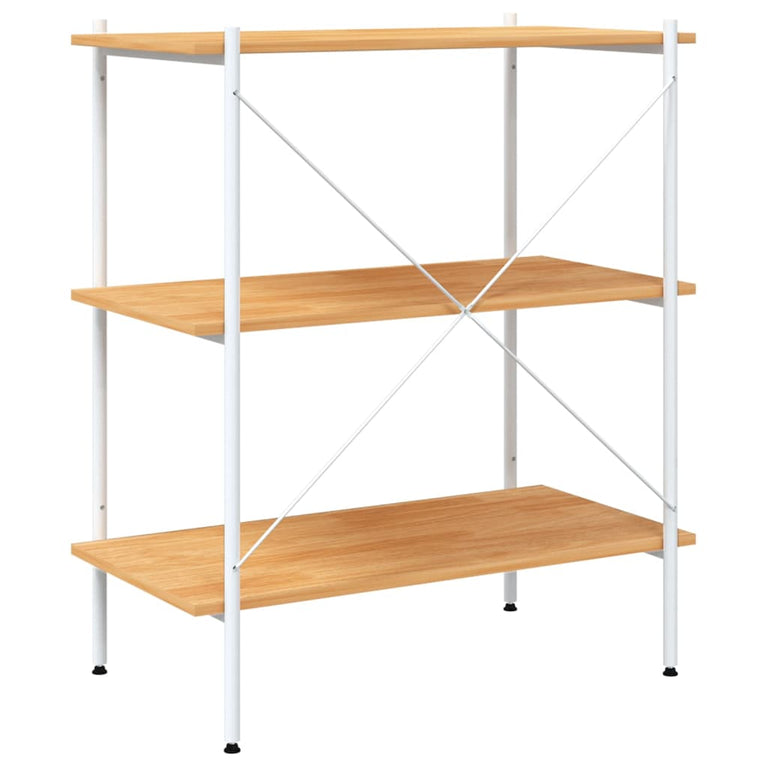 Opbergrek 3-laags 80x40x92 cm wit en eikenkleurig