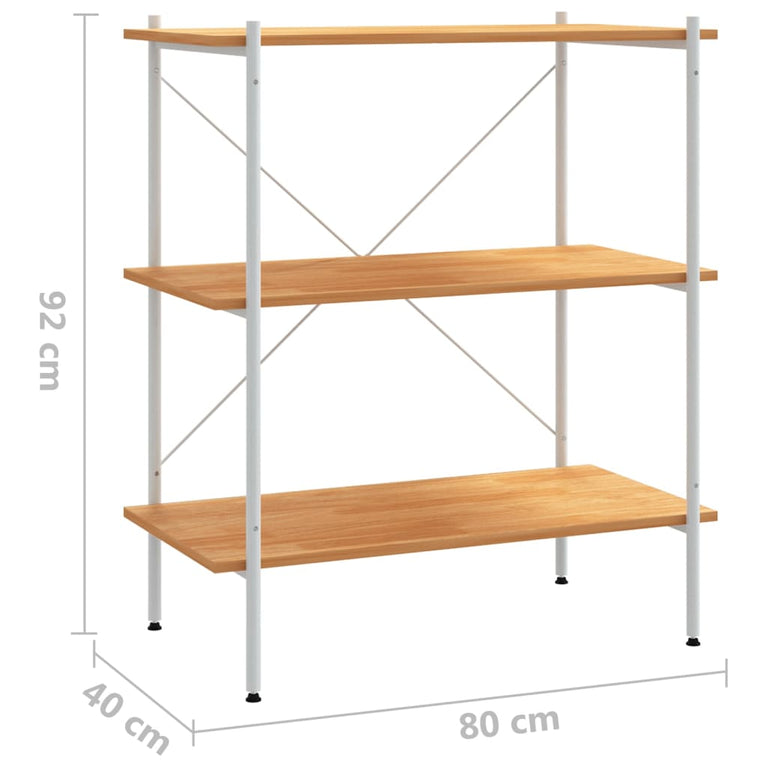Opbergrek 3-laags 80x40x92 cm wit en eikenkleurig