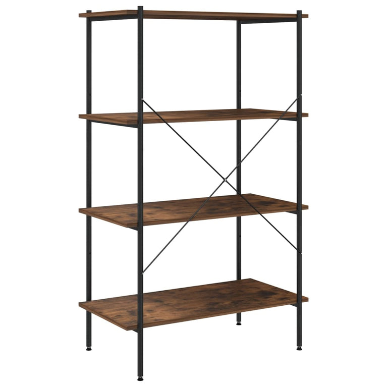 Opbergrek 4-laags 80x40x130 cm zwart en donkerhoutkleurig MeubelReus