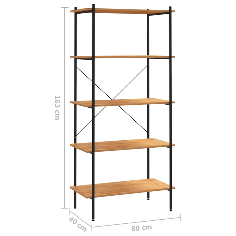Opbergrek 5-laags 80x40x163 cm zwart en eikenkleurig MeubelReus