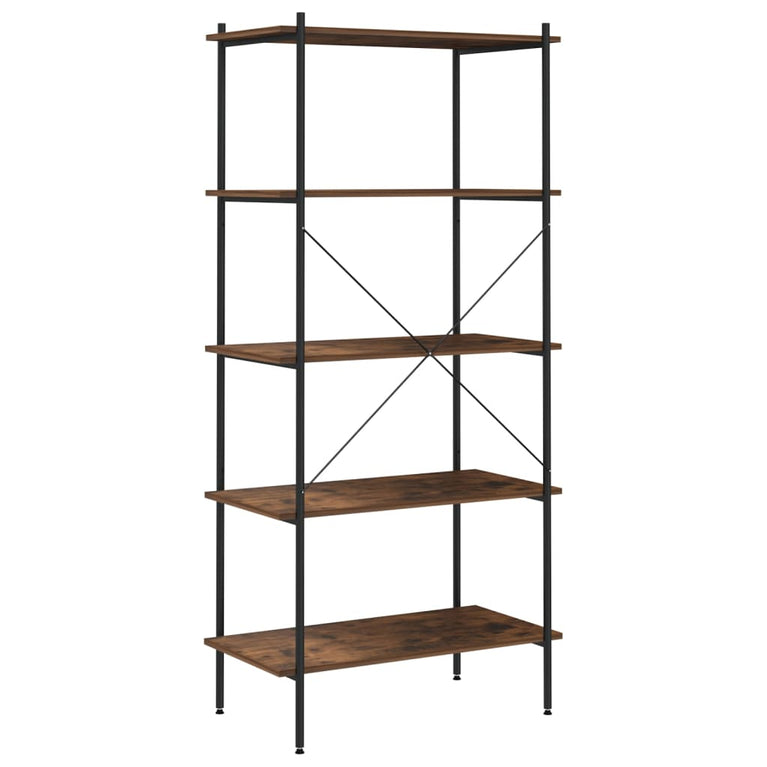 Opbergrek 5-laags 80x40x163 cm zwart en donkerhoutkleurig MeubelReus
