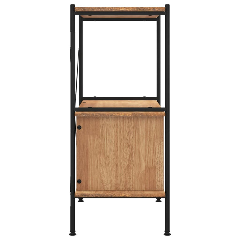 Opbergrek 3-laags met kast 80x40x92 cm staal en bewerkt hout MeubelReus