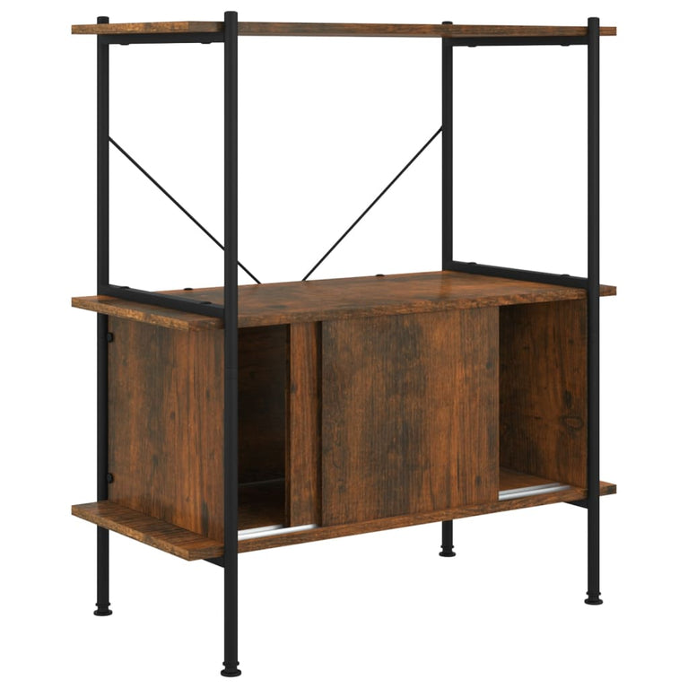Opbergrek 3-laags met kast 80x40x92 cm staal en bewerkt hout MeubelReus