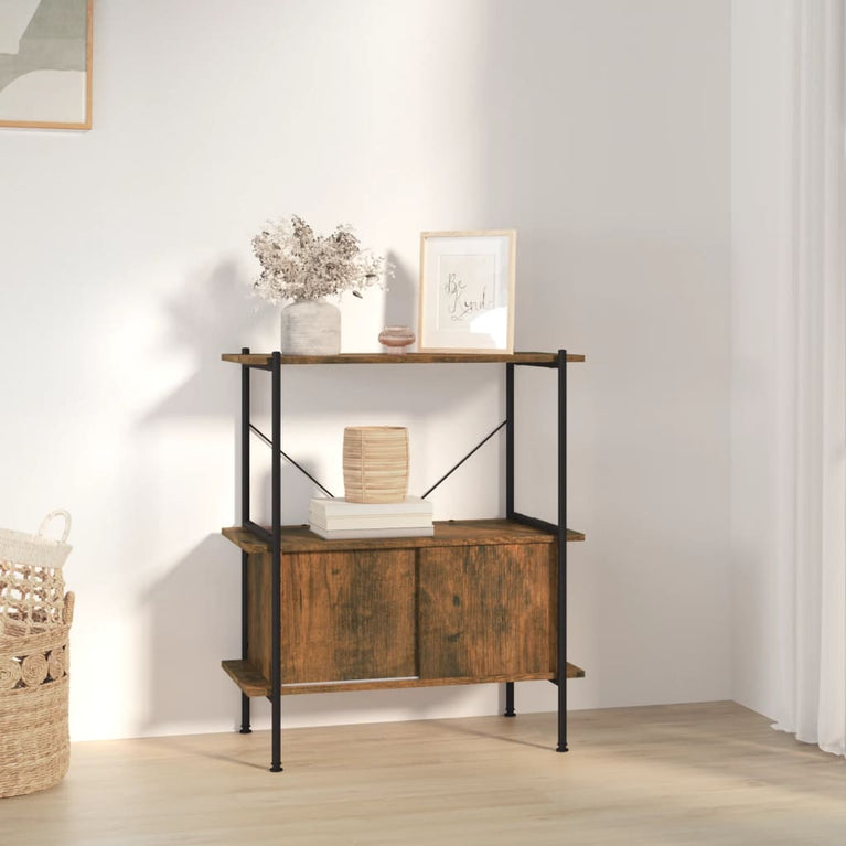 Opbergrek 3-laags met kast 80x40x92 cm staal en bewerkt hout MeubelReus
