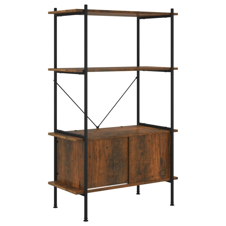 Opbergrek 4-laags met kast 80x40x130 cm staal en bewerkt hout MeubelReus