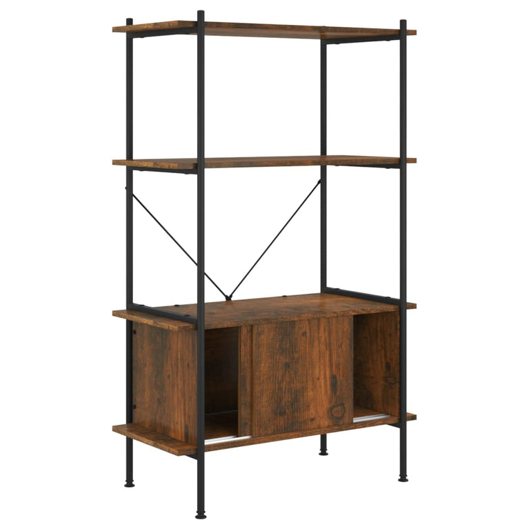 Opbergrek 4-laags met kast 80x40x130 cm staal en bewerkt hout MeubelReus