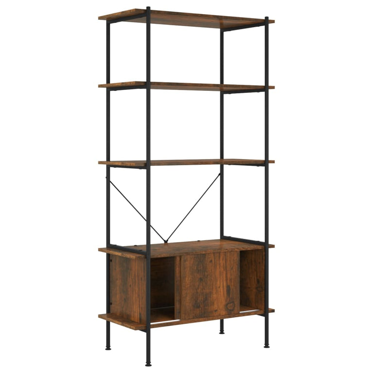 Opbergrek 5-laags met kast 80x40x163 cm staal en bewerkt hout MeubelReus