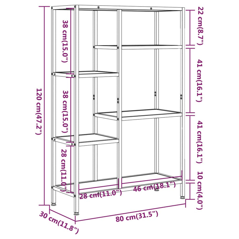 Boekenkast 80x30x120 cm staal en bewerkt hout MeubelReus