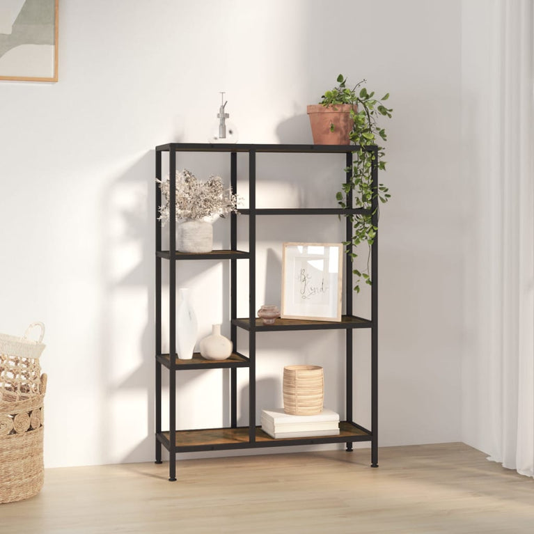 Boekenkast 80x30x120 cm staal en bewerkt hout MeubelReus