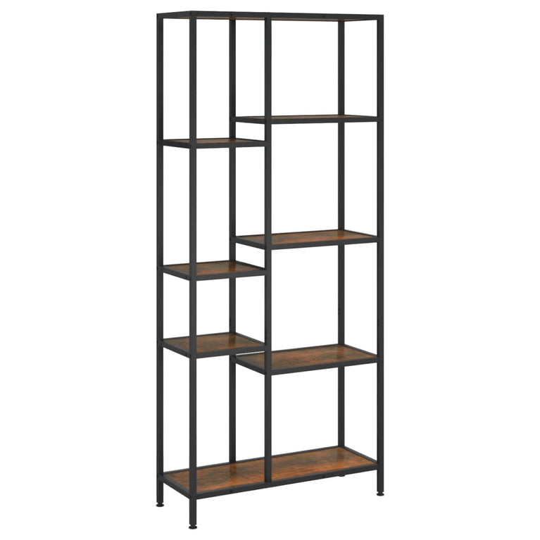 Boekenkast 80x30x180 cm staal en bewerkt hout MeubelReus