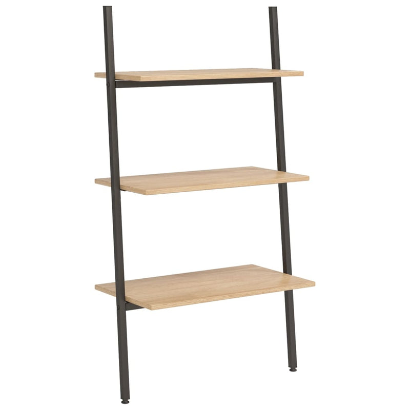 Ladderrek met 3 schappen 64x34x116 cm lichtbruin en zwart MeubelReus