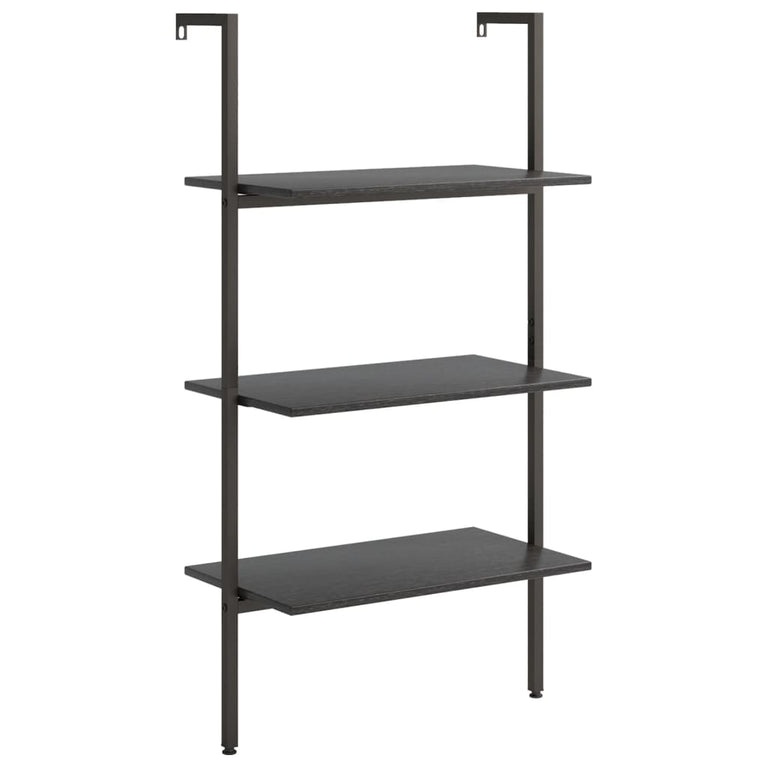 Ladderrek met 3 schappen 64x35x120,5 cm zwart MeubelReus