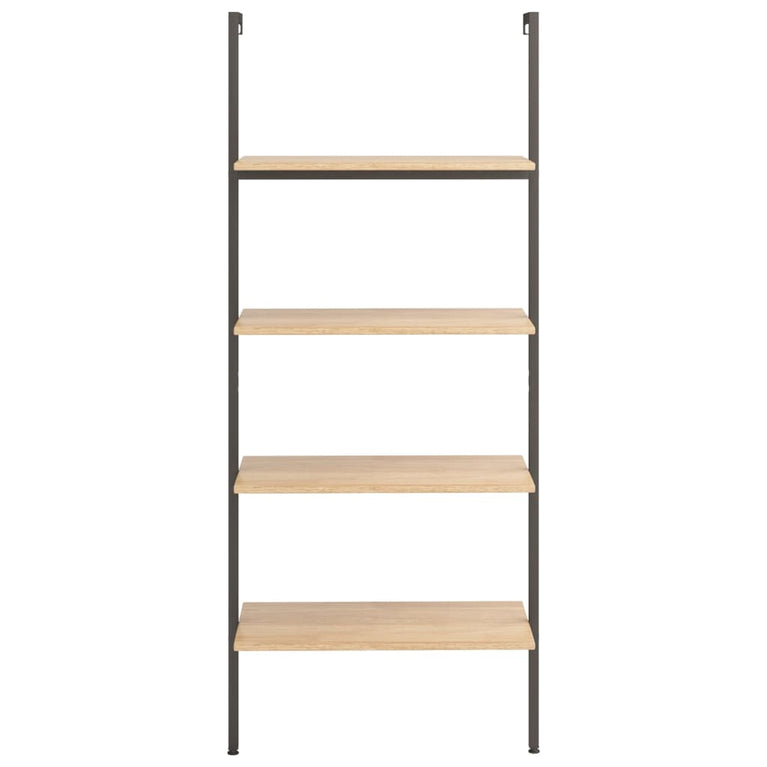 Ladderrek met 4 schappen 64x35x152,5 cm lichtbruin en zwart MeubelReus