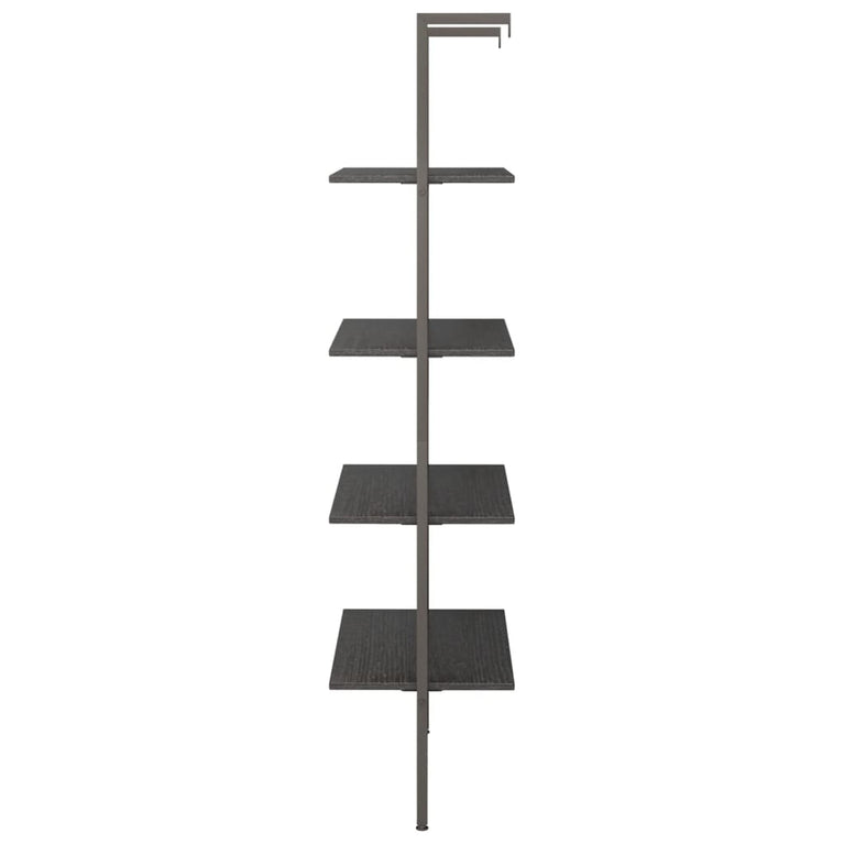 Ladderrek met 4 schappen 64x35x152,5 cm zwart MeubelReus