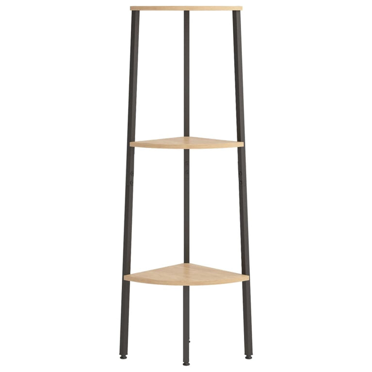 Hoekkastje met 3 schappen 45,5x31,5x120 cm lichtbruin en zwart MeubelReus